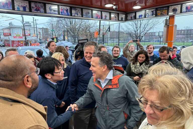 David McCormick greets supporters. (Carmen Russell-Sluchansky/WHYY)