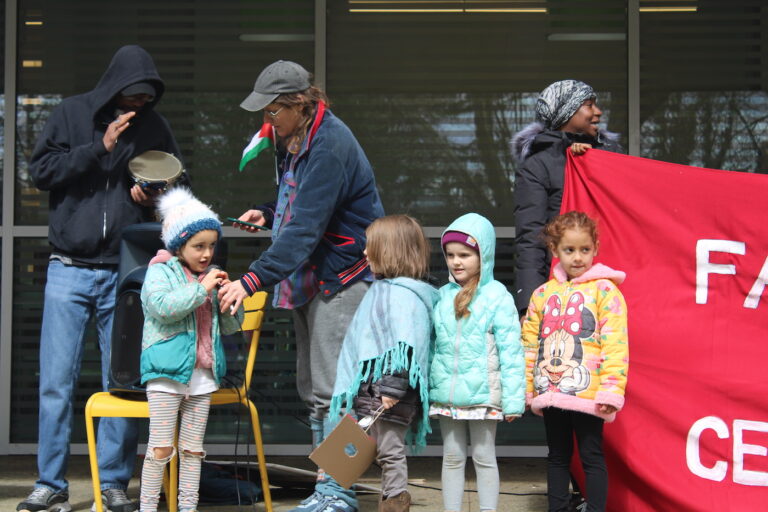 Children speaking into a megaphone