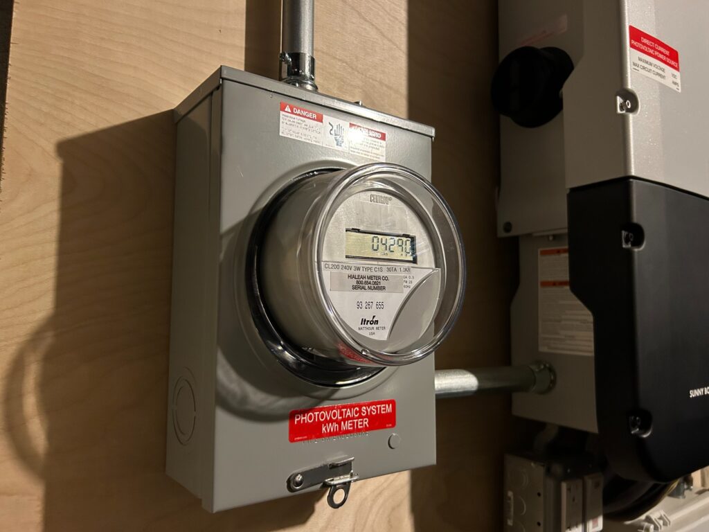 energy-meter-west-philadelphia A meter shows energy produced by a photovoltaic system