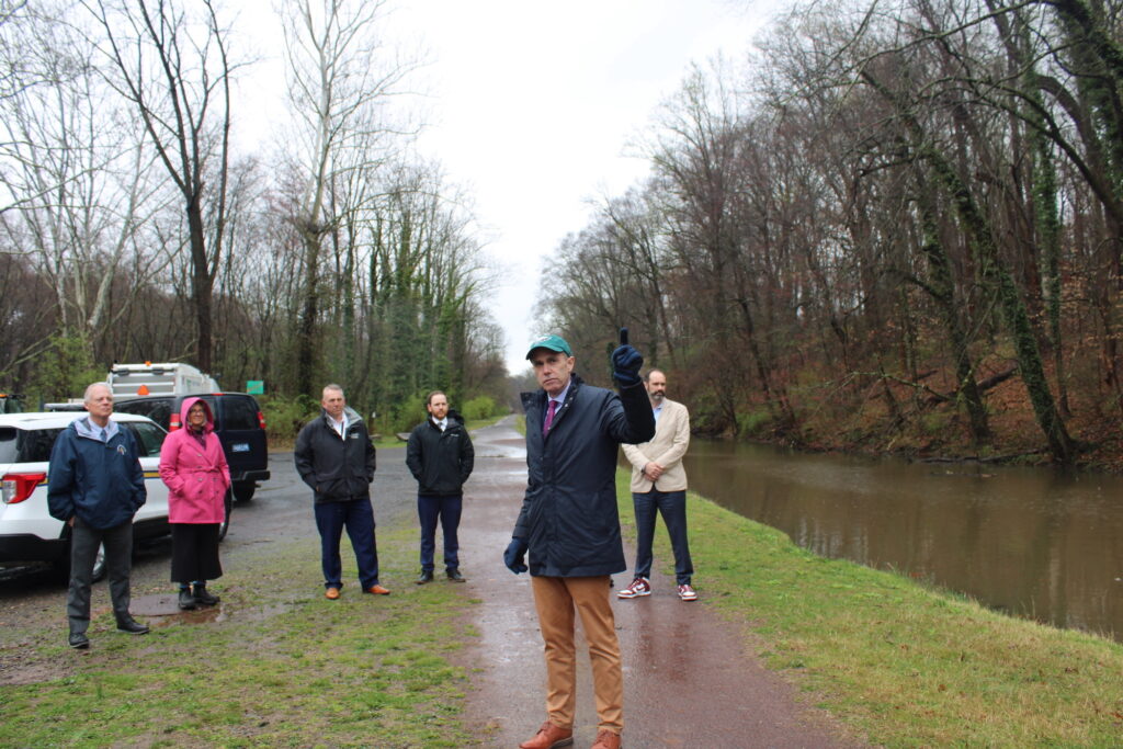 Surveying the scene at the Delaware Canal