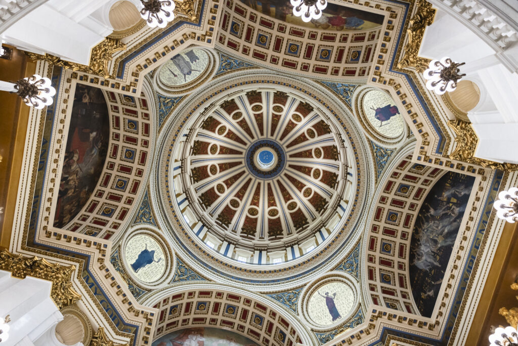 Pennsylvania State Capitol building in Harrisburg on July 26, 2023. The interior of the Pennsylvania Capitol in Harrisburg.
