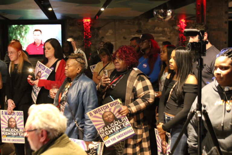 Supporters watching at Kenyatta's party