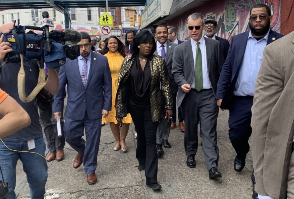 mayor-parker-kensington-2024-04-11 Cherelle Parker walking down the street