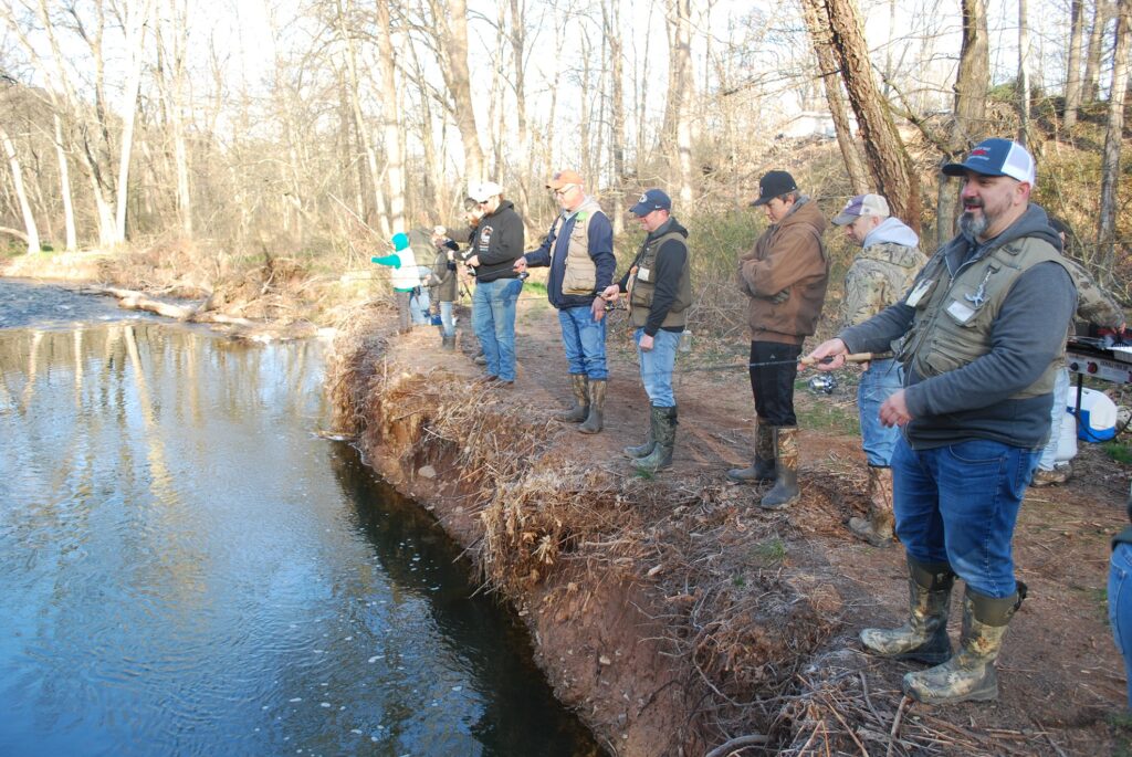 Fishers fishing for trout