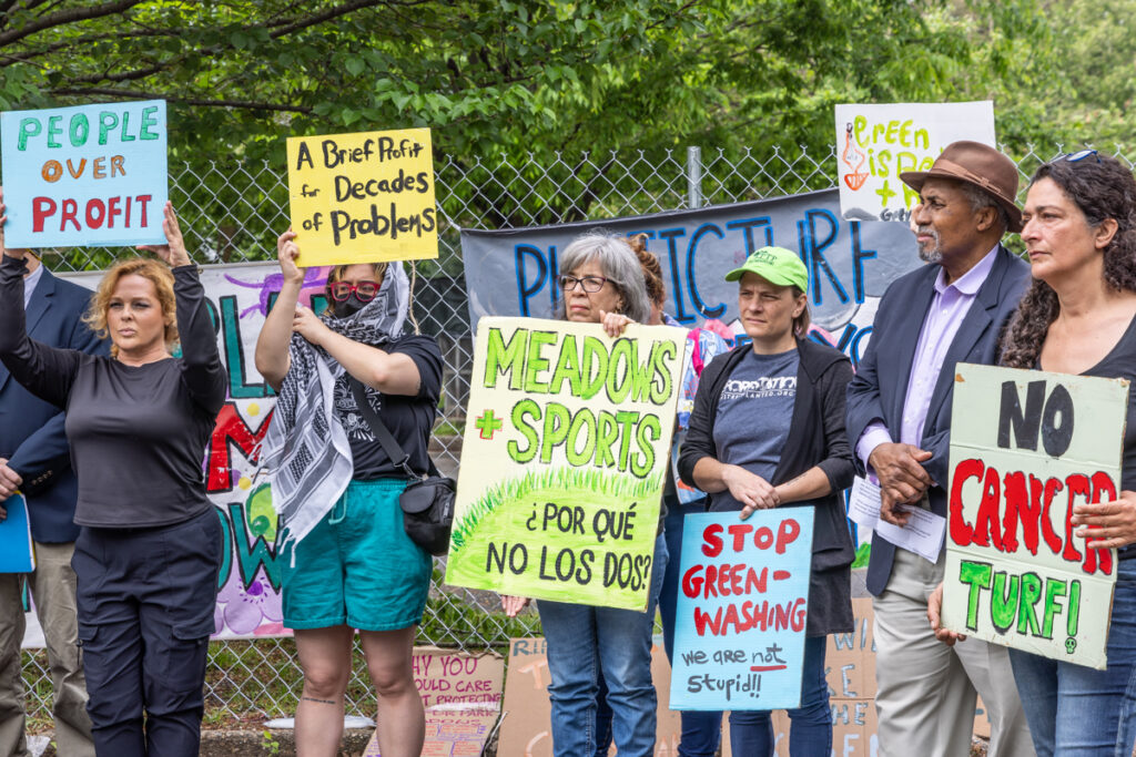05 06 2024 k paynter reduced FDR park save the meadows presser-4 activists hold signs at FDR Park