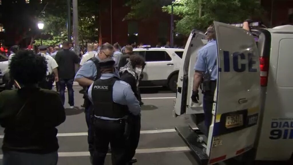 Penn's campus as Philadelphia police arrested several protesters
