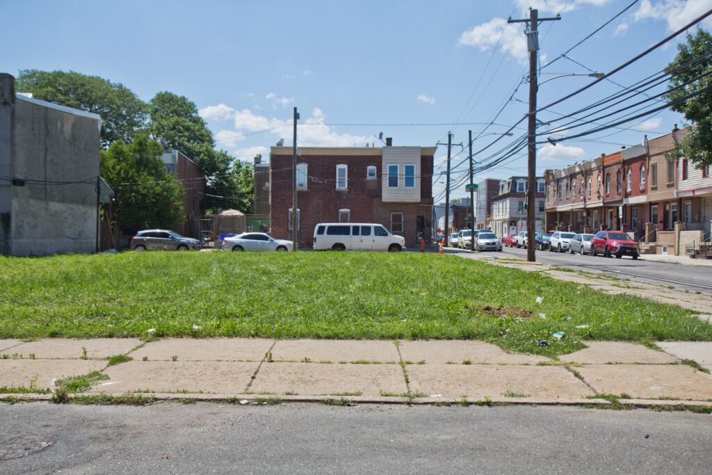 an empty grass lot on the 1300 block of Corlies Street in South Philadelphia