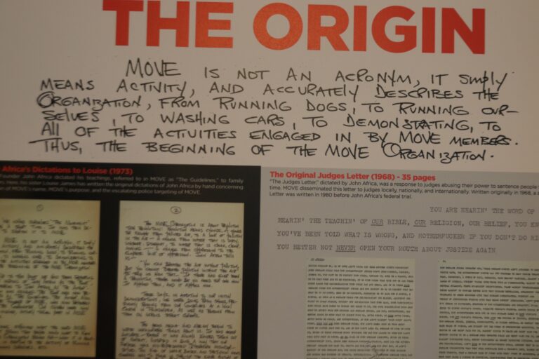 an artifact explaining the origins of the MOVE organization