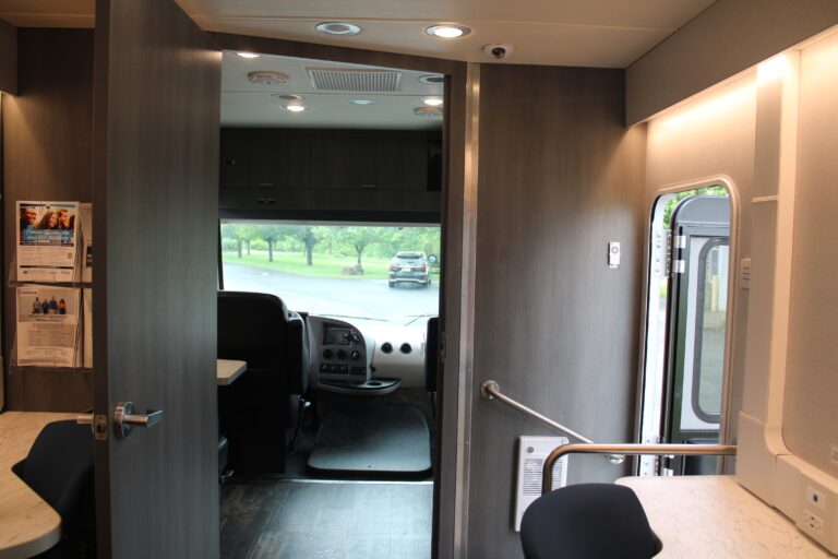 inside of the Bucks County Workforce on Wheels bus