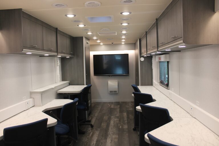 inside of the Bucks County Workforce on Wheels bus