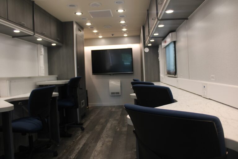 inside of the Bucks County Workforce on Wheels bus