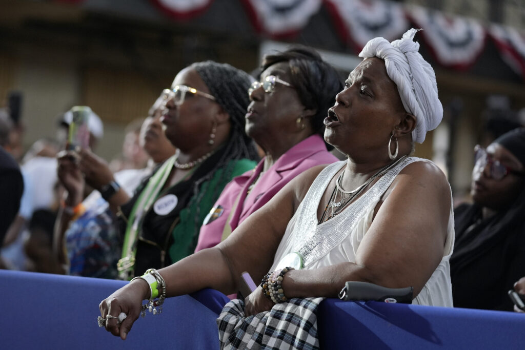 Audience members at Biden's speech