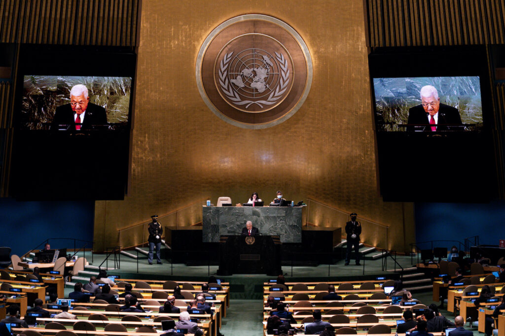 Israel Palestinians UN Membership and Rights Mahmoud Abbas speaking at the UN
