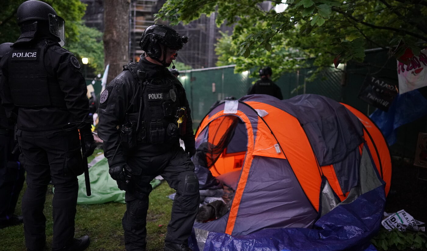 Police disband the pro-Palestine encampment and make numerous arrests, Friday May 10, 2024, on the campus of the University of Pennsylvania.