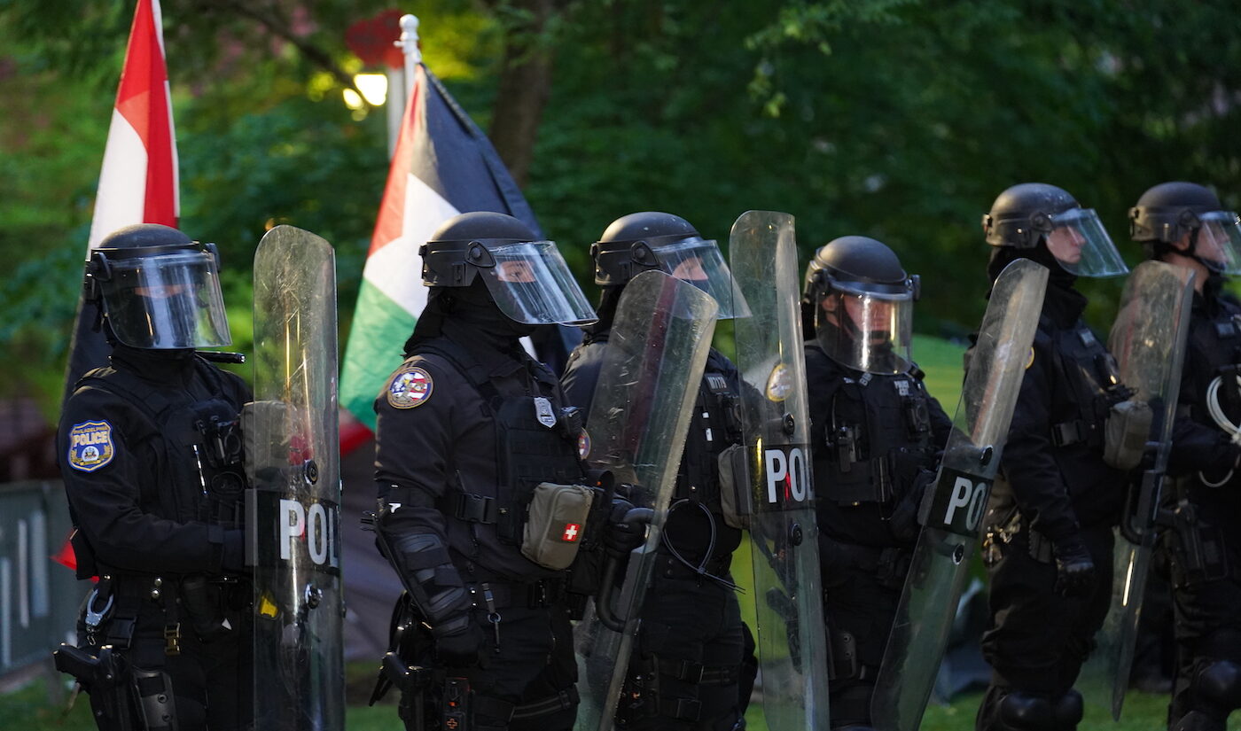Police disband the pro-Palestine encampment and make numerous arrests, Friday May 10, 2024, on the campus of the University of Pennsylvania.
