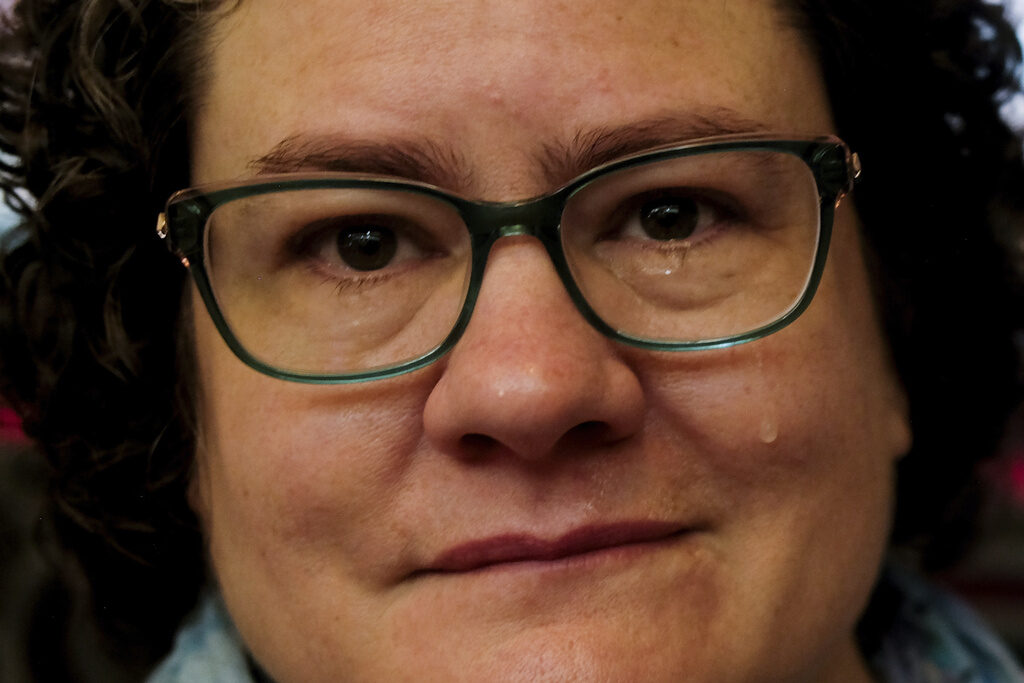 Methodists-Ousted Clergy Beth Stroud sheds a tear