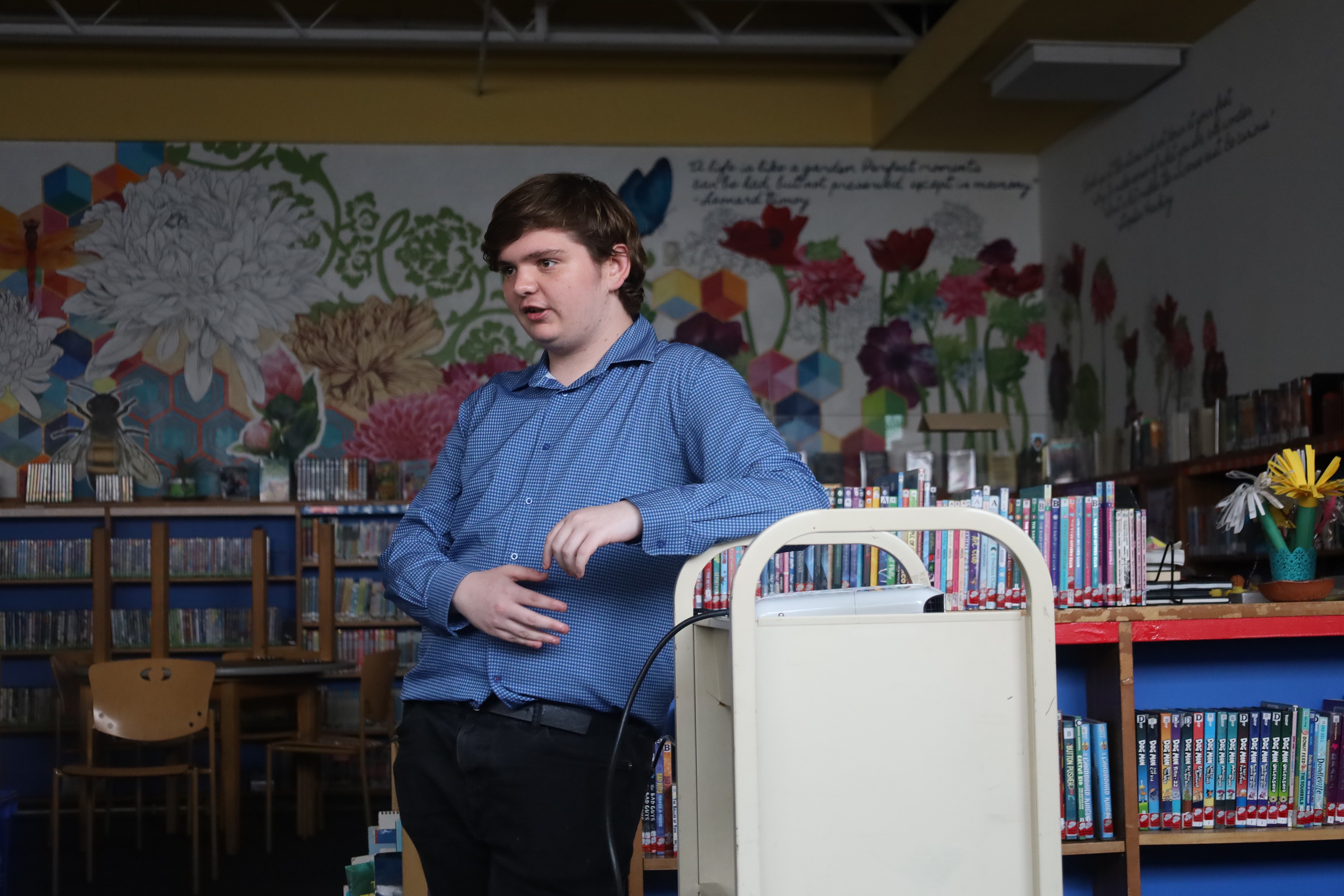 WHYY student intern Shawn McCarthy, who attends Kensington High School, spoke about his documentary video, “The Rock,” which features a church and community organization in Kensington that offers youth boxing programs.