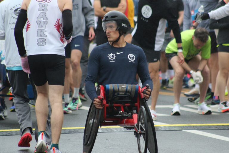 a runner prepares for the race
