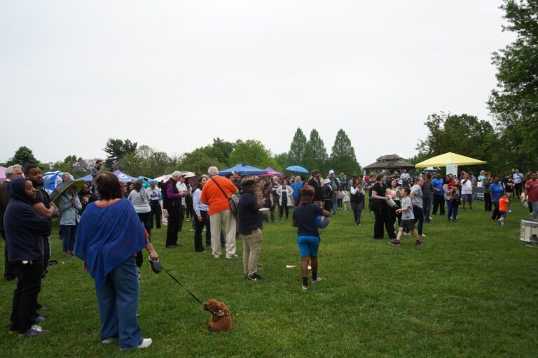 People gathered at Rose Tree Park in Media