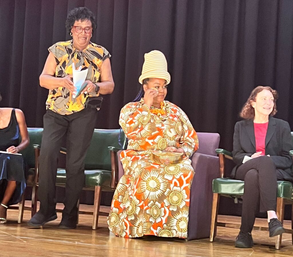Jill Scott on stage at the school