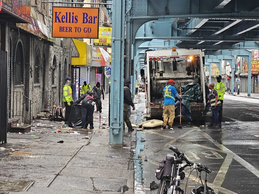 kensington-homeless-encampment-sweep-TM-050824-02 Crews are seen cleaning up a street in Kensington.