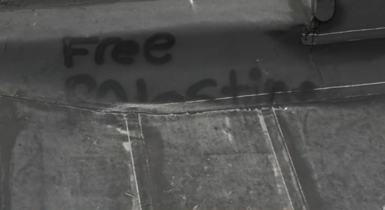 Photos of the vandalism are circulating on social media showing the words 