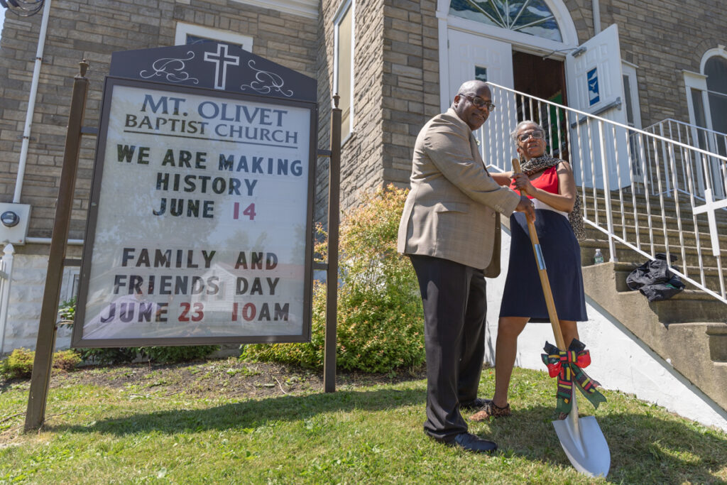 06 14 2024 k paynter preservig black haddonfield two people with a shovel at the groundbreaking