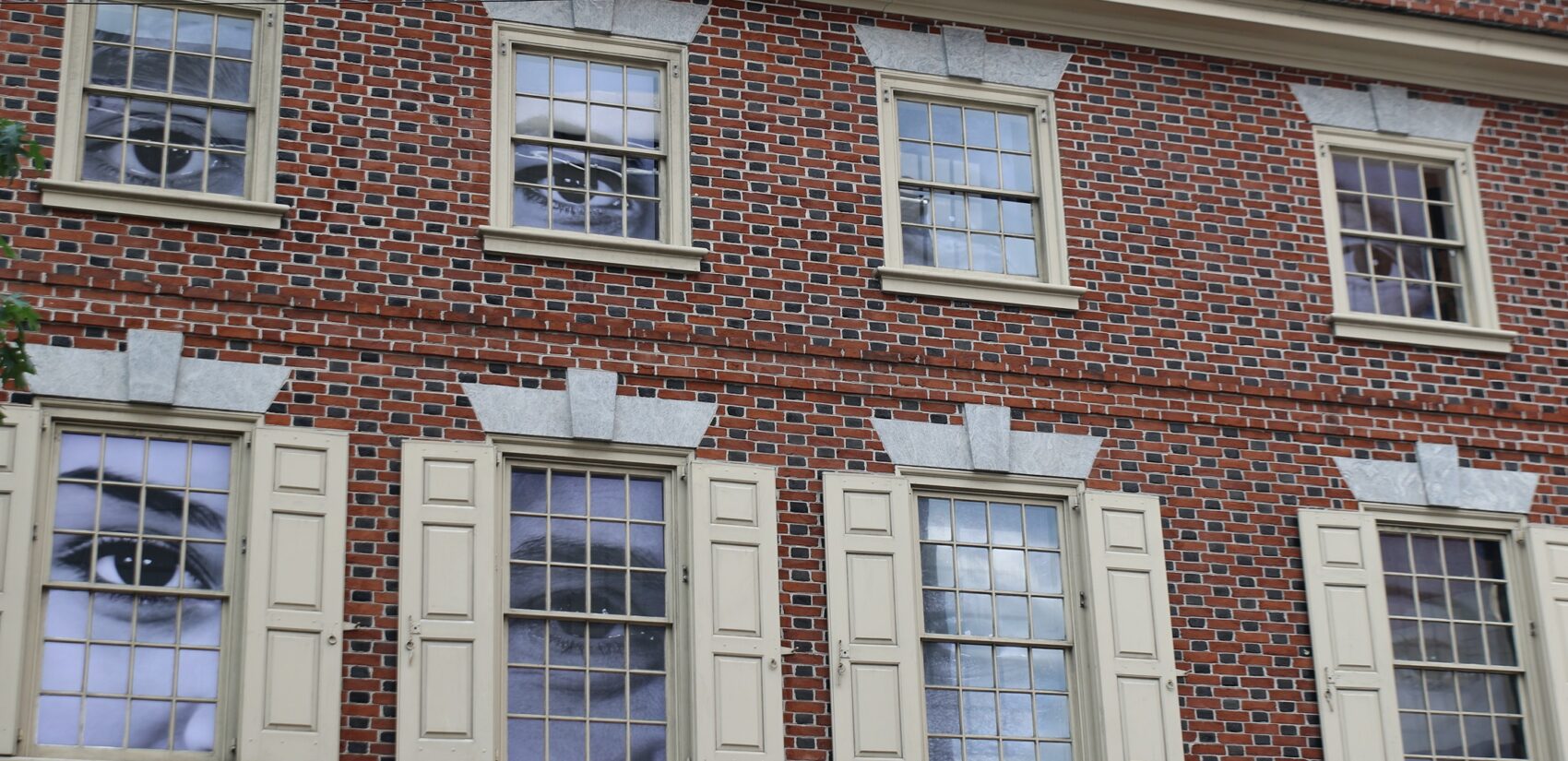 large eyes are seen through windows