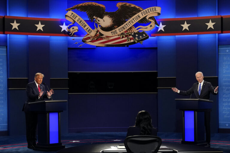 Trump and Biden on the debate stage
