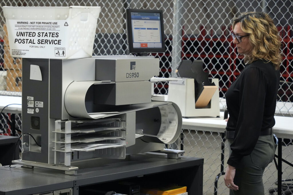 Election 2024 Pennsylvania Voting Election worker counting mail ballots
