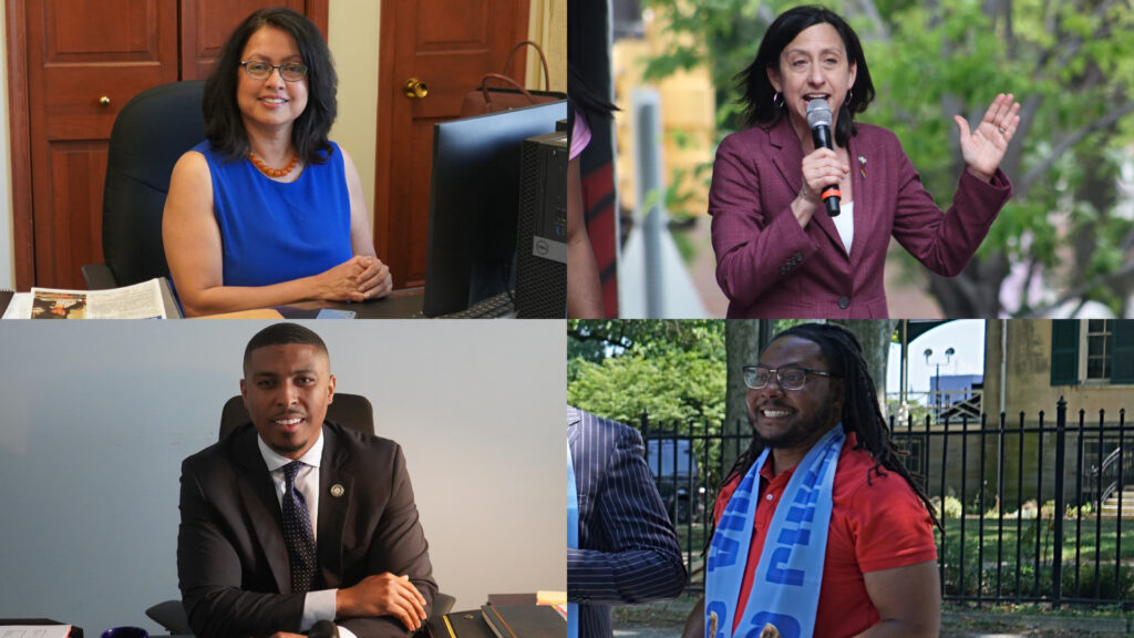 Councilmember Nina Ahmad (clockwise from top left), Councilmember Rue Landau, Councilmember Nicolas O'Rourke and Councilmember Jeffrey 