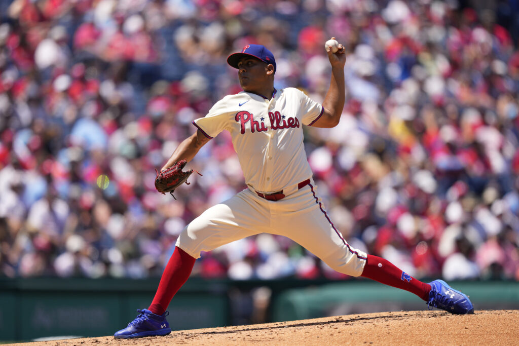 Ranger Suarez pitching during a game