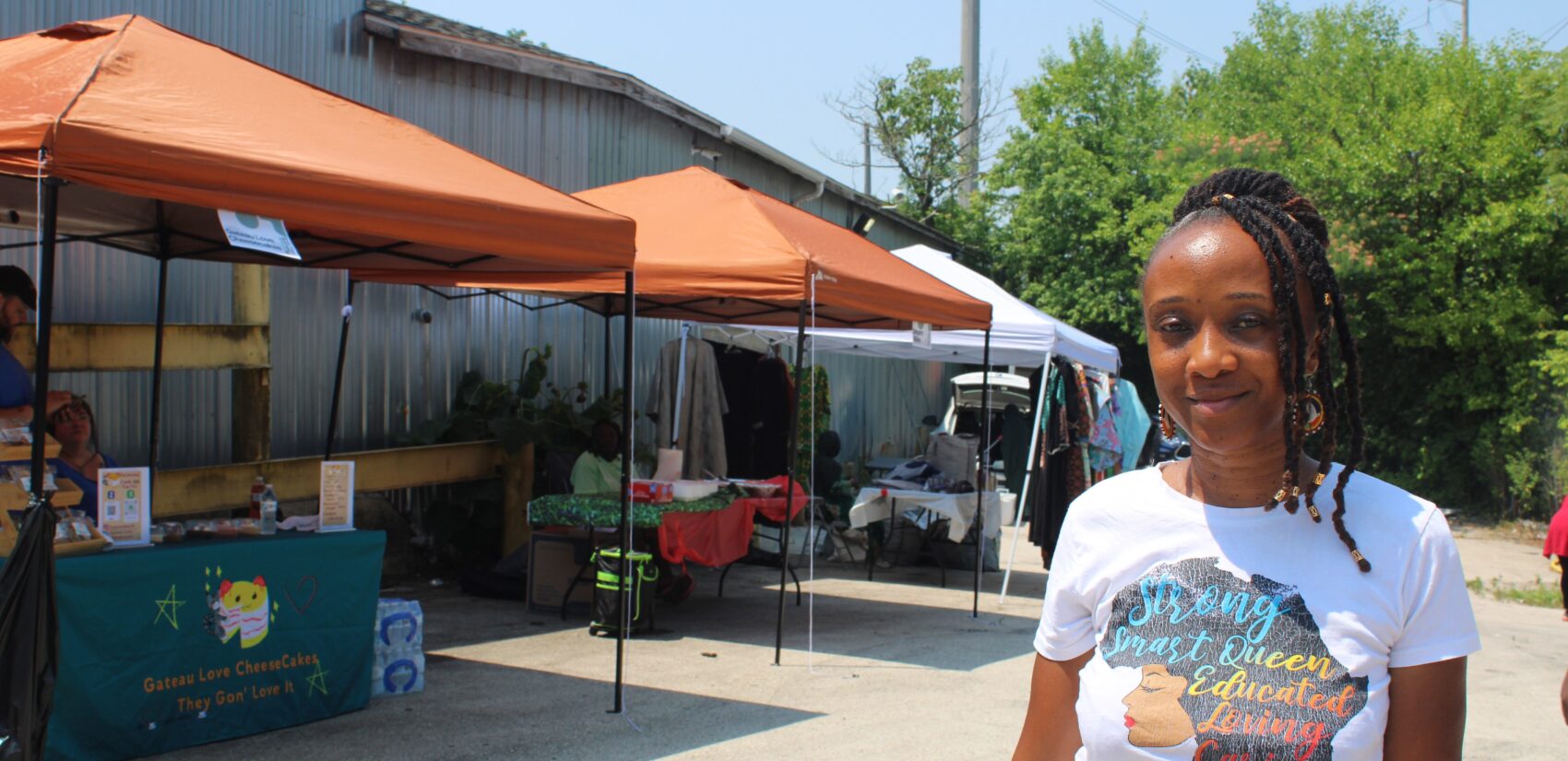 Oni Richards, executive director of AFAHO, said the gathering Saturday was a way to not only celebrate African and Caribbean culture, but also recognize the achievements of the students enrolled in AFAHO's after-school programs. (Emily Neil/WHYY)
