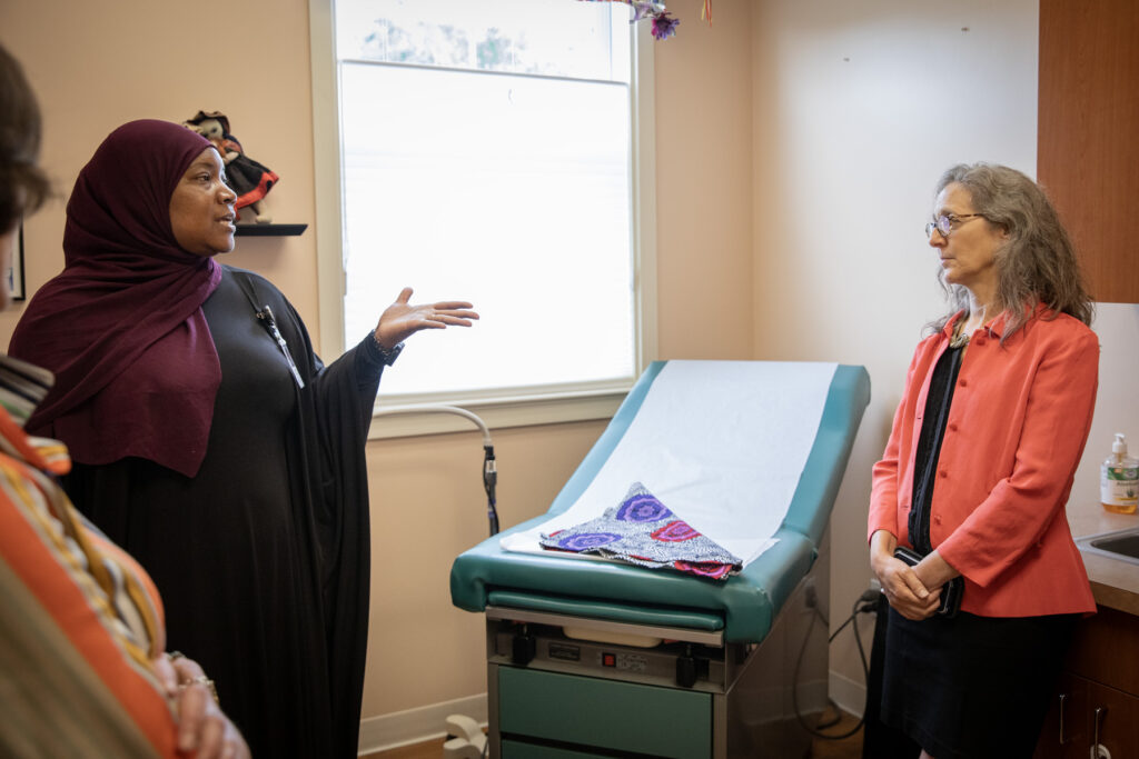 Shapiro Administration Highlights Expanded Action to Improve Maternal Health, Care Options for Pennsylvanians Dr. Debra Bogen speaking with the staff of a birthing center