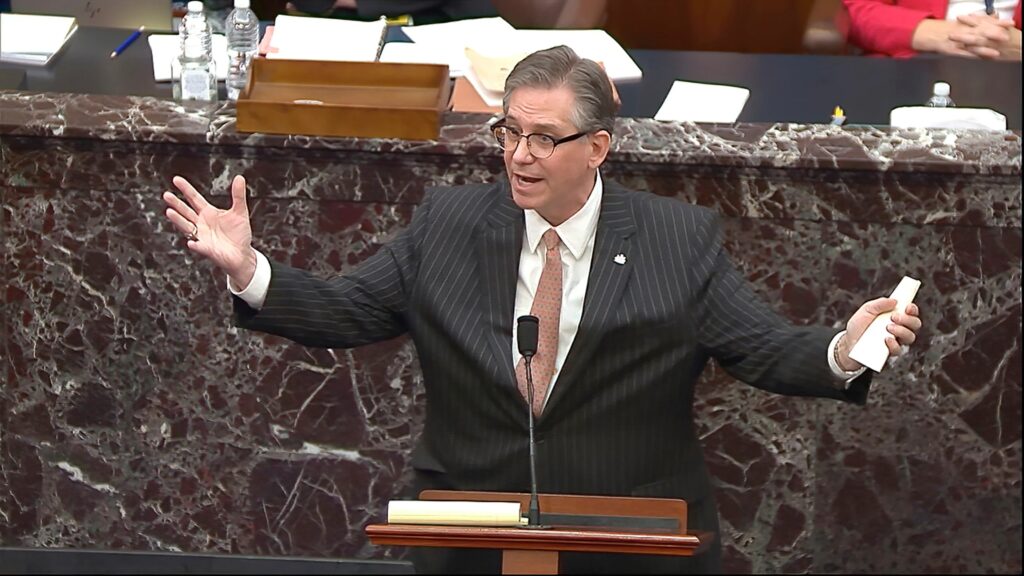 bruce-castor-2021 Bruce Castor, formerly President Donald Trump’s impeachment lawyer, shown here in 2021, is the attorney for petitioners who allege Pennsylvania failed to meet federal elections standards in 2022. (Senate Television via AP)