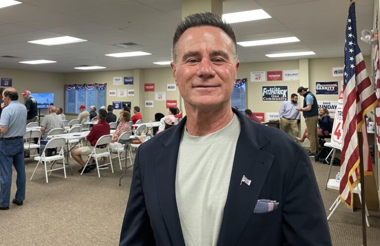 Jim Worthington at the watch party