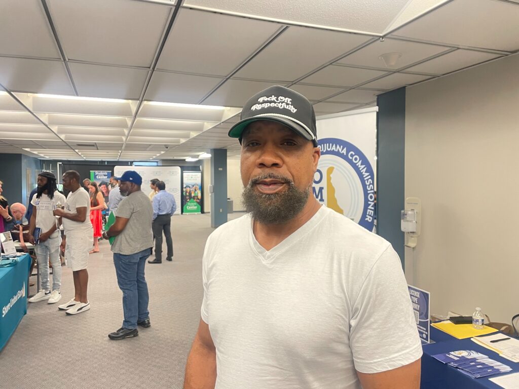 delaware-marijuana-licenses-watson Kwadzo Watson wants to win licenses to grow and sell weed and make gummies and other products. (Cris Barrish/WHYY)
