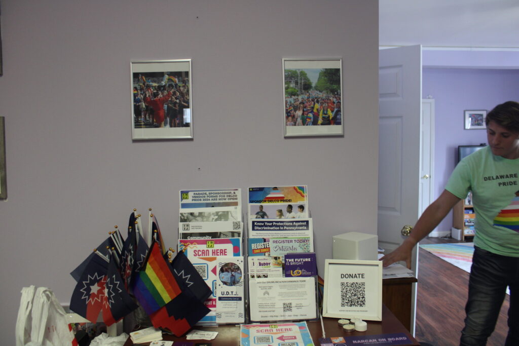Pamphlets on display inside the community center