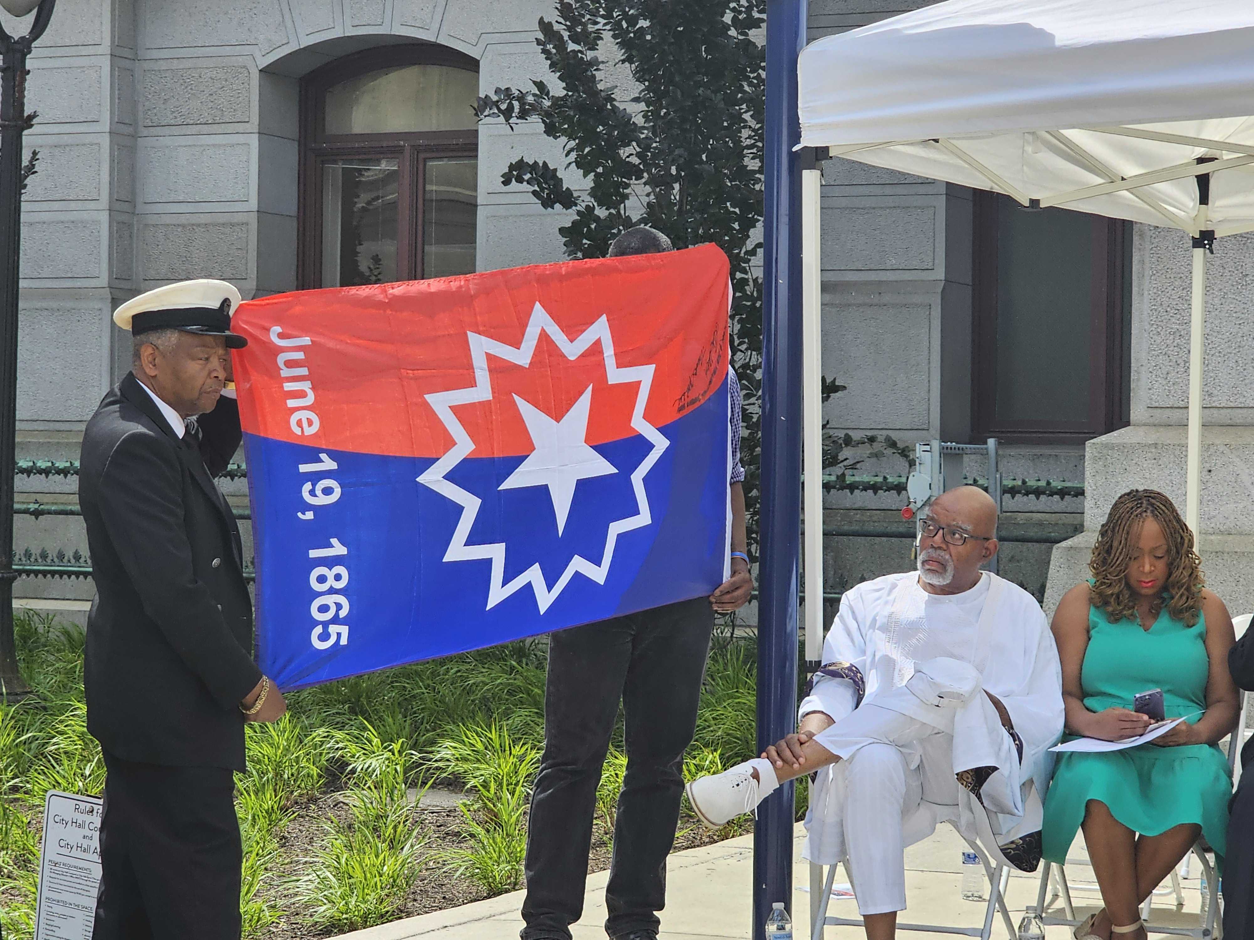 Juneteenth flag reads June 19, 1865