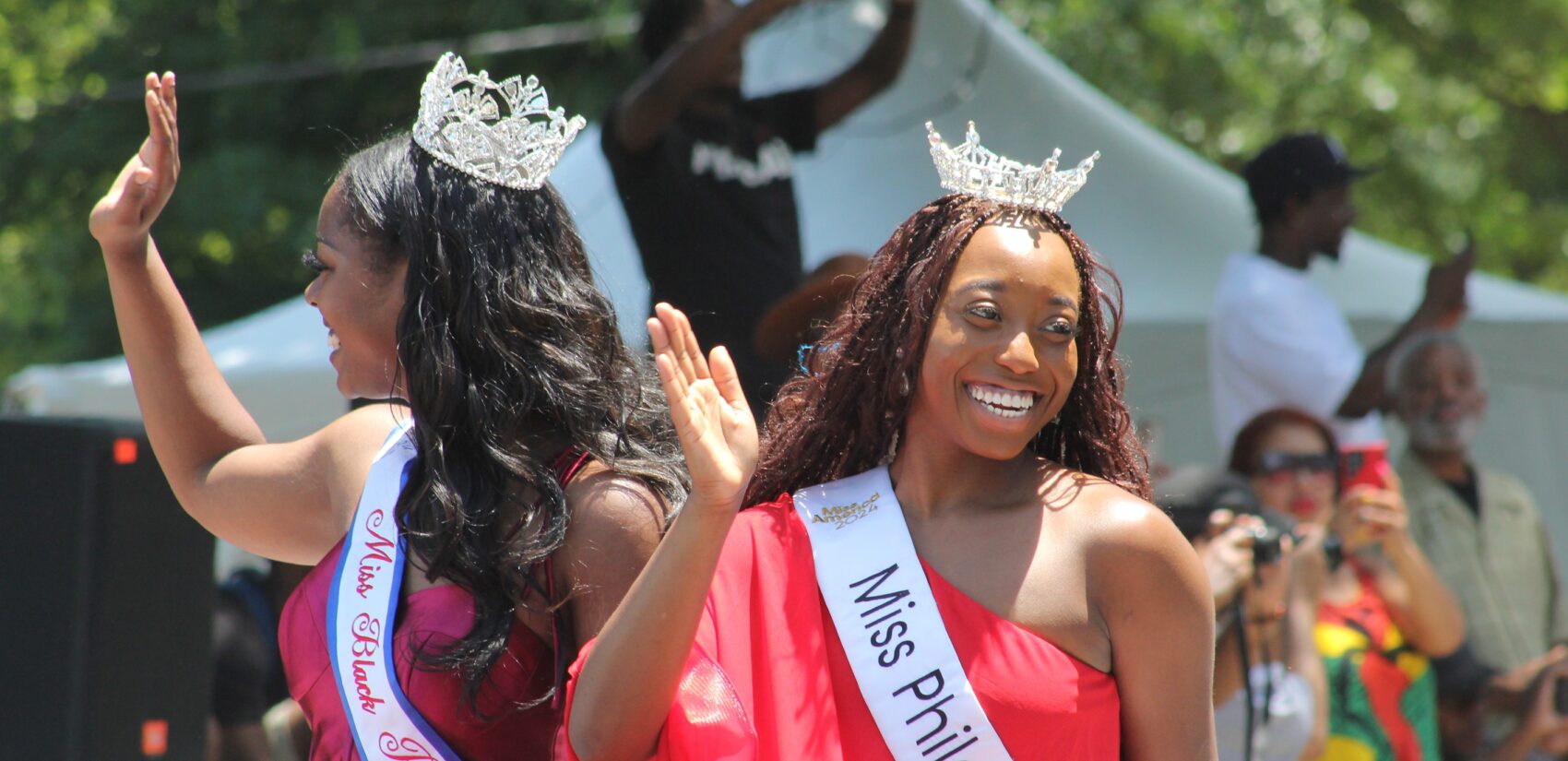 Philadelphia's Juneteenth Parade proceeded down 52nd Street from just outside the Mann Center to the festival at Malcolm X Park on June 16, 2024. (Cory Sharber/WHYY)