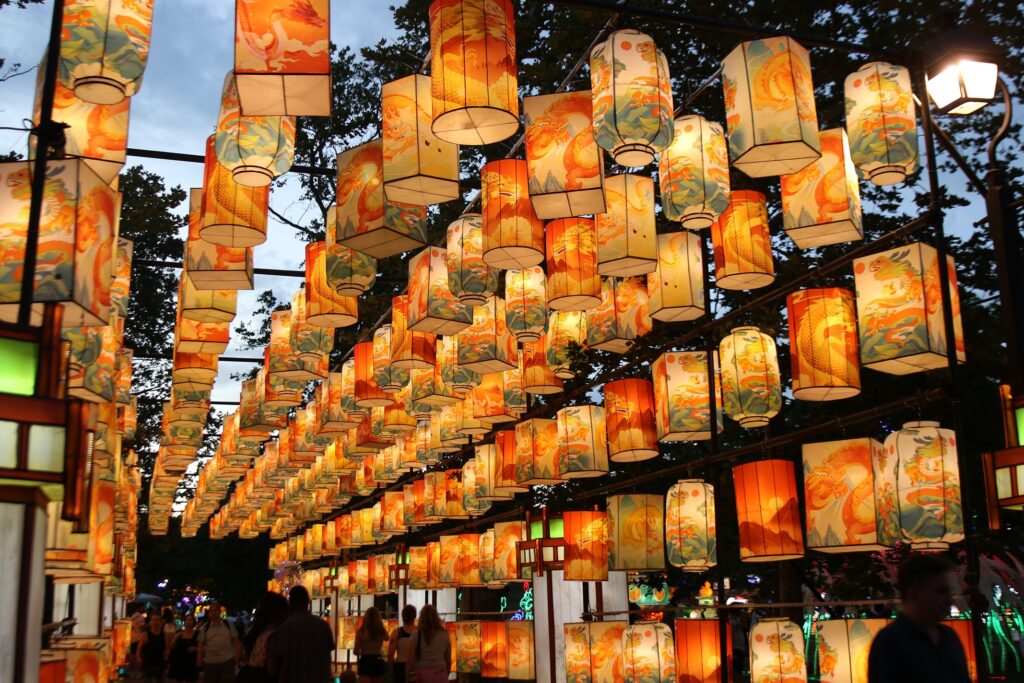 philadelphia-chinese-lantern-2024-25 More than 918 dragons line the Palace Lantern Corridor at the entrance to the Chinese Lantern Festival. (Cory Sharber/WHYY)