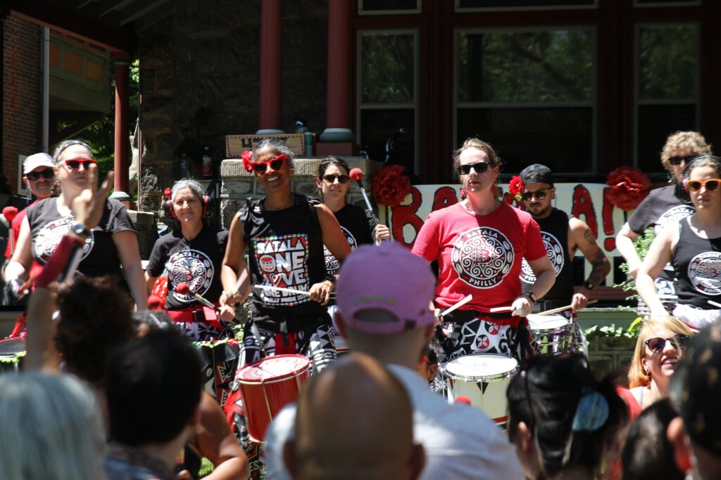 west-philly-porchfest-2024-22 Batala Philly playing drums