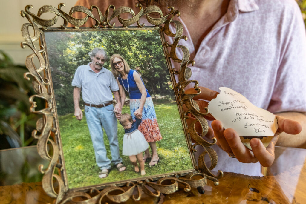 07 17 2024 k paynter Zack DePiero bucks county flash flood anniversary-3 Zack DePiero displays a photo of his parents
