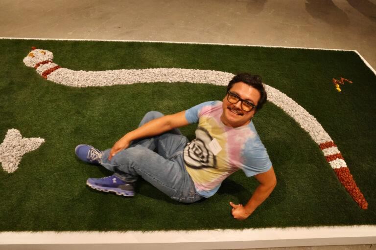 ''Giant White Snake (probably Mescalero Apache)'' is one of Josh T. Franco's contributions to ''Where I Learned to Look: Art From the Yard.'' Franco curated the exhibit for the Institute of Contemporary Art at the University of Pennsylvania. (Emma Lee/WHYY)