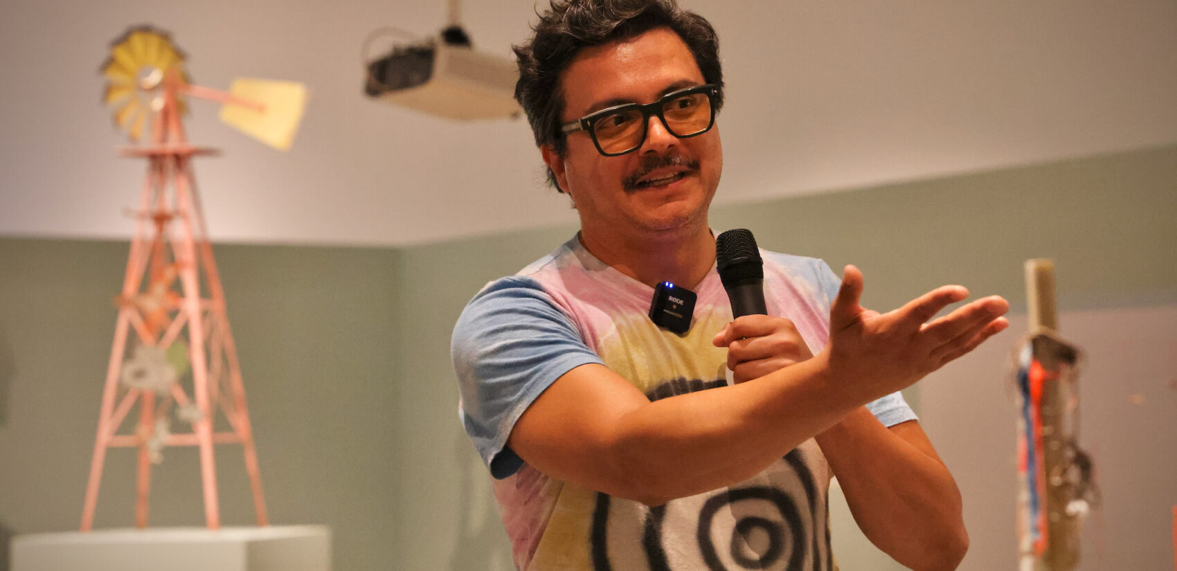 Curator Josh T. Franco talks about his exhibit at the Institute of Contemporary Art, tracing the lineage and legacy of yard art. (Emma Lee/WHYY)
