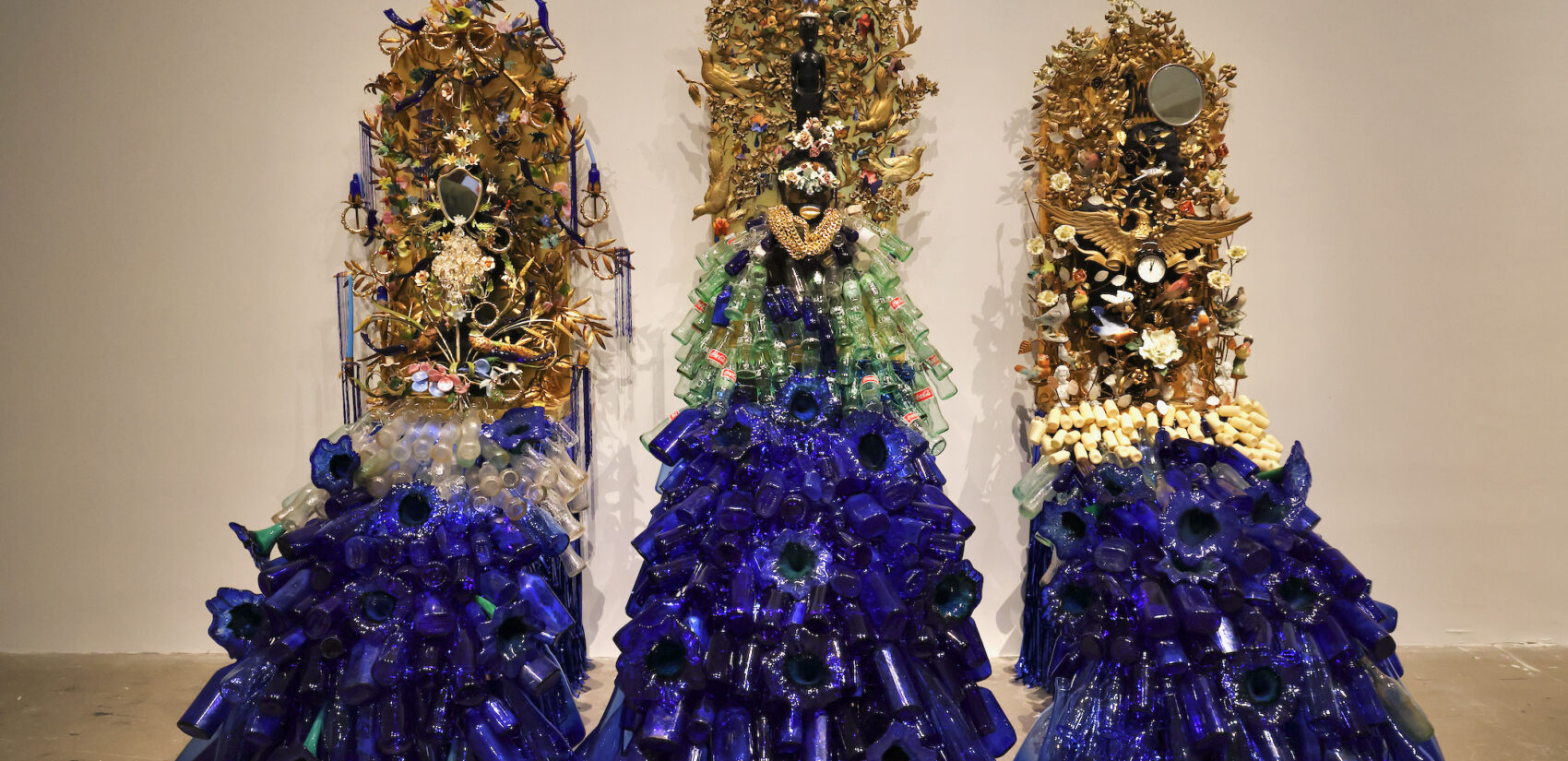 The mixed media assemblages of vanessa german, titled ''nothing can separate you from the language you cry in,'' are part of the exhibit, ''Where I Learned to Look: Art From the Yard'' at the Institute of Contemporary Art. (Emma Lee/WHYY)