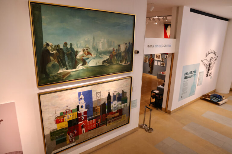 Various murals on display on the wall