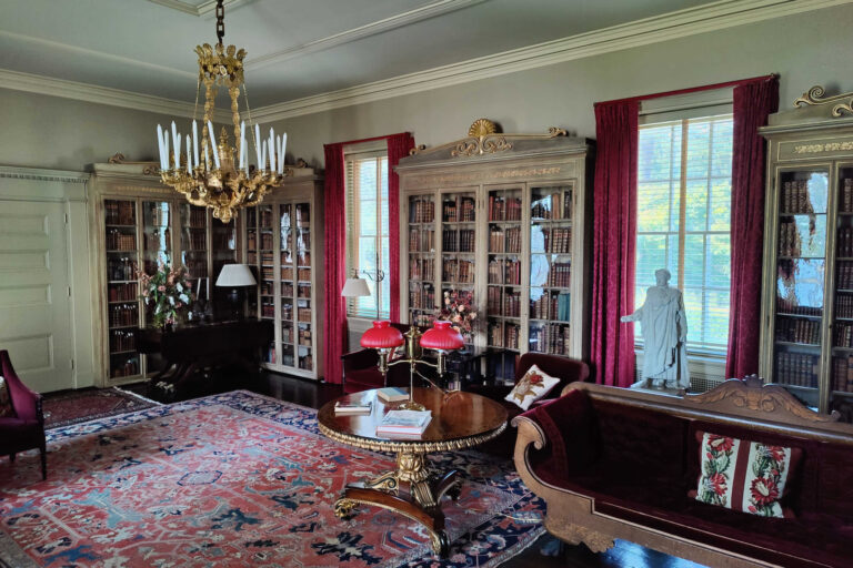 The library of Andalusia used to contain the 1815 portrait of Adèle Sigoigne on a display easel, when it was on longterm loan from the Seaport Museum. Peter Crimmins/WHYY)