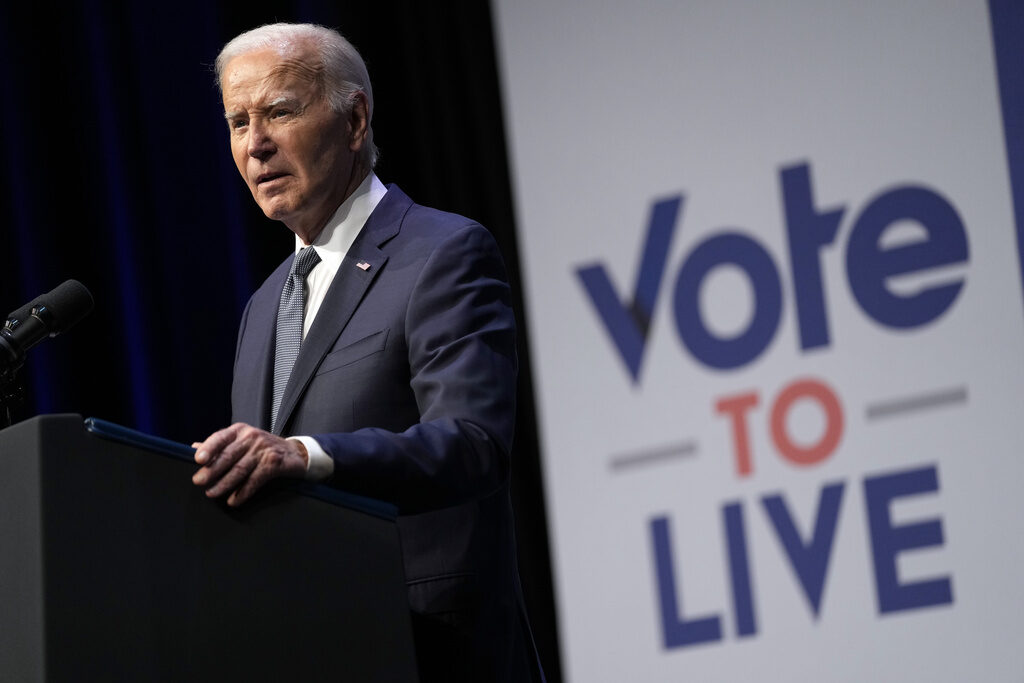 Joe Biden President Joe Biden speaks to community leaders at the Vote to Live Action Fund's 2024 Prosperity Summit co-hosted by CBC Chair Rep. Steven Horsford, D-Nev., in North Las Vegas, Nev., Tuesday, July 16, 2024. (AP Photo/Susan Walsh)