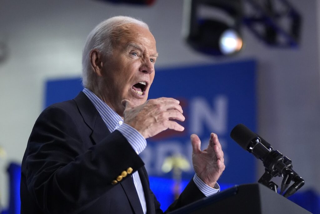Joe Biden speaking at a rally